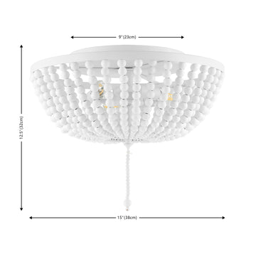 Allison 15" Wood Beaded/Metal LED Flush Mount